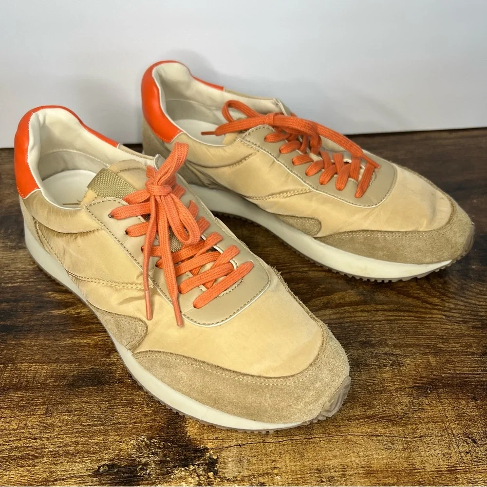 Matisse Farrah Natural/Orange Low Top Nylon Suede Padded Sneakers Women's 8